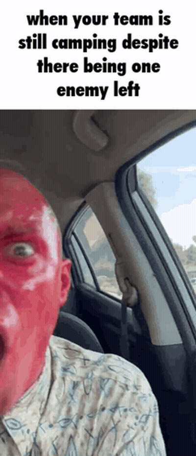 Red-Faced Man Saying Team Camping Despite Enemy GIF