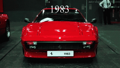 Red Ferrari 1984 In Showroom GIF