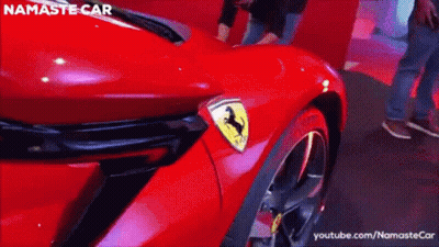 Red Ferrari With Namaste Car GIF