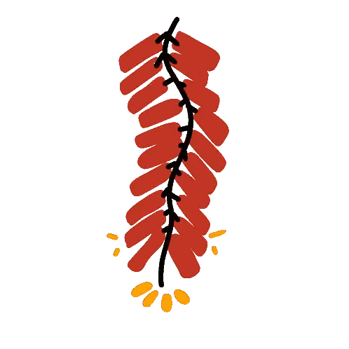 Red Fireworks With Yellow Spots Sticker
