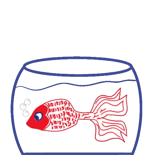 Red Fish In Bowl Sticker