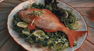 Red Fish On Plate Of Food GIF
