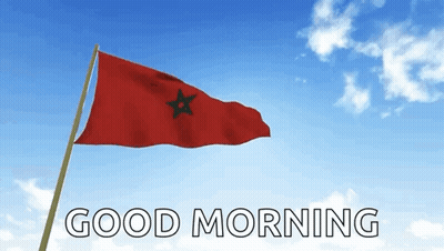 Red Flag With Black Star Waving Good Morning GIF