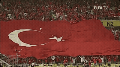 Red Flag With White C And Star In Front Of FIFA TV N2 Sign GIF