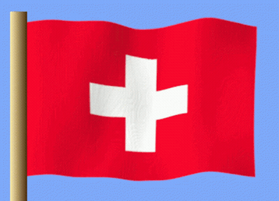 Red Flag With White Cross Flying GIF