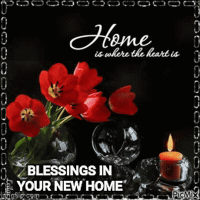 Red Flowers And Candle Blessings In Your New Home GIF