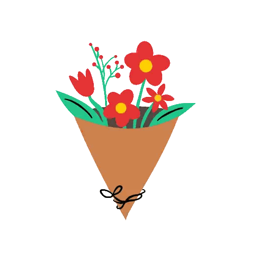 Red Flowers Happy Sunday Sticker