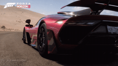 Red Forza Horizon Car Driving Down Road GIF