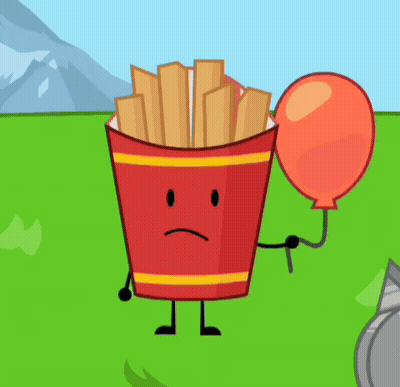 Red Fries Bucket Holding Balloon GIF