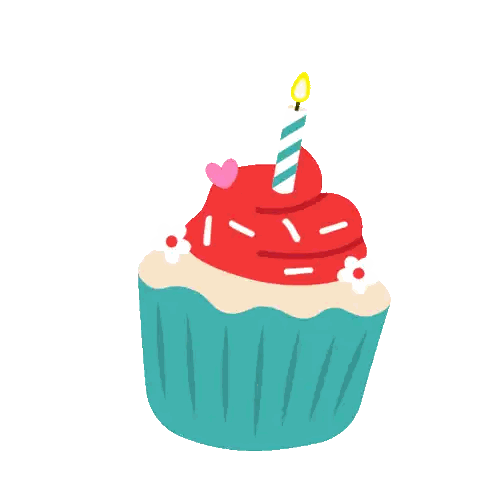 Red Frosted Cupcake With Candle Sticker