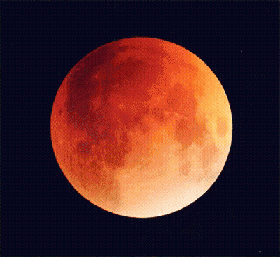 Red Full Moon Against Black Sky GIF