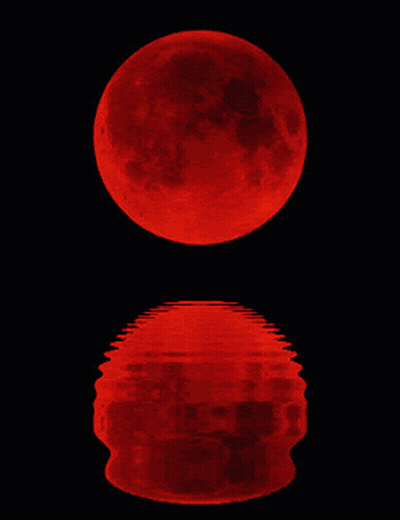 Red Full Moon Reflected In Water GIF