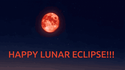 Red Full Moon Smiling Face Happy Lunar Eclipse GIF