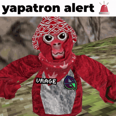 Red Gorilla In Scarf And Hat Saying Yapatron Alert GIF