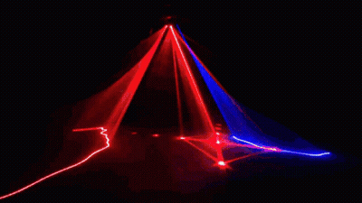 Red Green And Blue Light Shining On Dark Surface GIF
