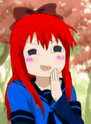 Red Hair Anime Student Girl Art Laughing