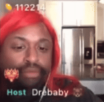 Red Hair Beard Man In Red Wig And Earrings Says Host Drebaby GIF