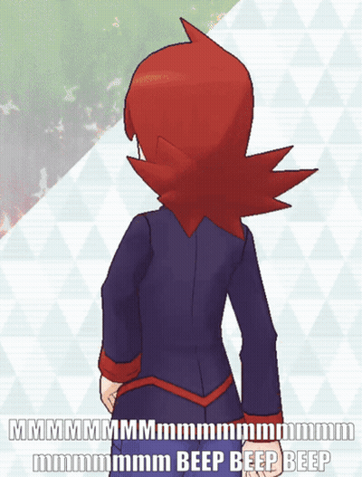 Red Hair Black Jacket Character Saying Beep Beep Beep GIF