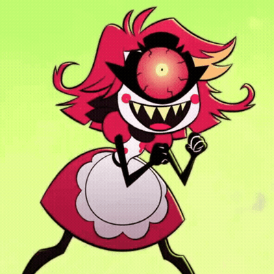 Red Hair Cartoon Character In Red Dress And Apron GIF