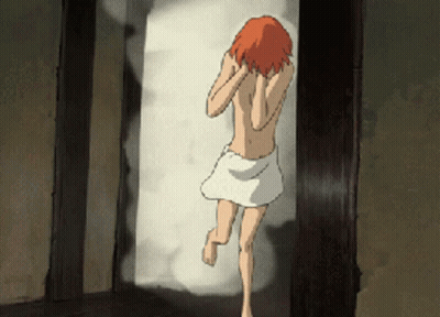 Red Hair Cartoon Character With Towel GIF