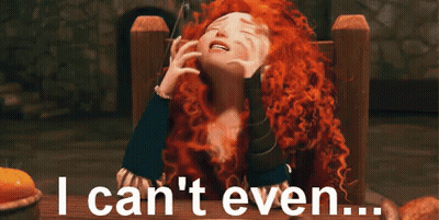 Red Hair Cartoon Sitting At Table Saying I Can't Even GIF
