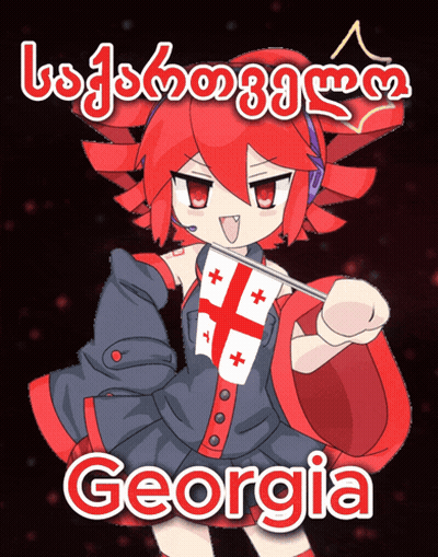 Red Hair Girl Holding Flag With Georgia GIF