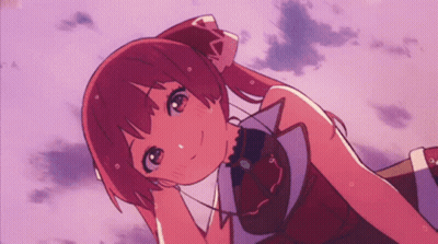 Red Hair Girl With Bow Looking Up GIF