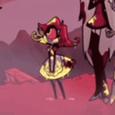 Red Hair Yellow Dress Cartoon Character Standing Next To Another GIF