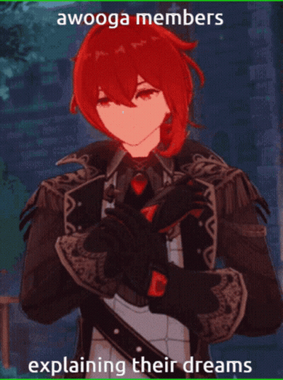Red Haired Anime Character Awooga Members Explaining Their Dreams GIF