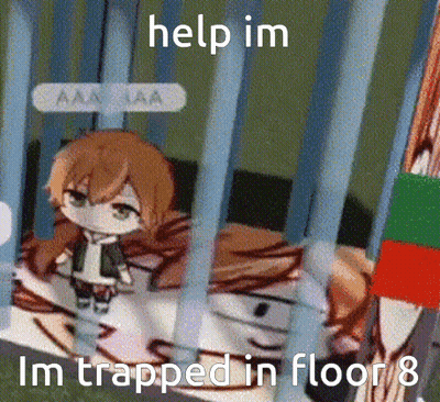 Red-Haired Cartoon Character Dancing With T On Floor GIF