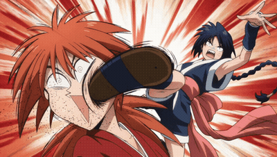 Red-Haired Cartoon Character Kicking Another GIF