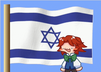 Red-Haired Cartoon Character Standing In Front Of Star Flag GIF