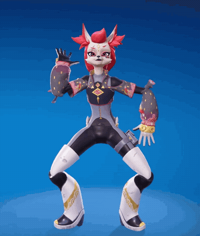 Red-Haired Cartoon Dancing On Blue Screen GIF