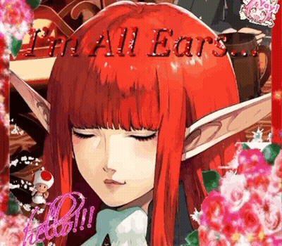 Red-Haired Elf Girl Surrounded By Flowers I'm All Ears GIF