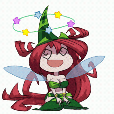 Red-Haired Fairy In Green Hat With Stars GIF