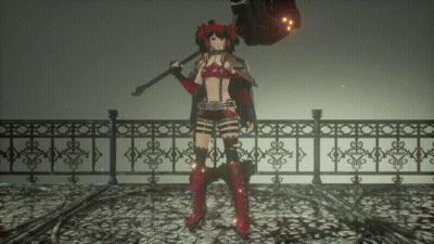 Red-Haired Girl Holding Sword GIF