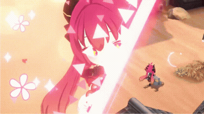 Red-Haired Girl Holding Sword GIF