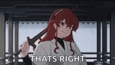 Red-Haired Girl Holding Sword Saying That's Right GIF