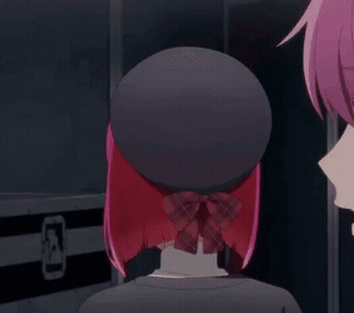 Red-Haired Girl In Black Hat With Red Bow GIF