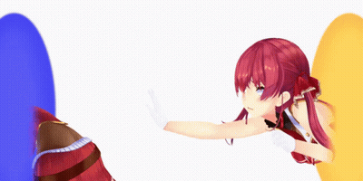 Red-Haired Girl In White Gloves Reaching For Blue And Yellow Object GIF