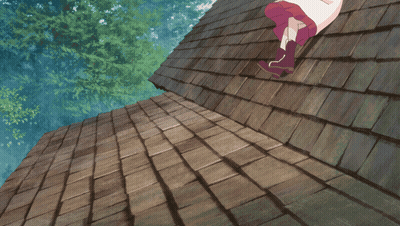 Red-Haired Girl Laying On Roof GIF