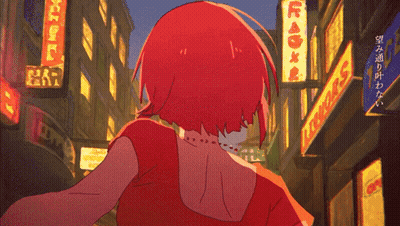 Red-Haired Girl Walking In Front Of Soulfire Casino Sign GIF