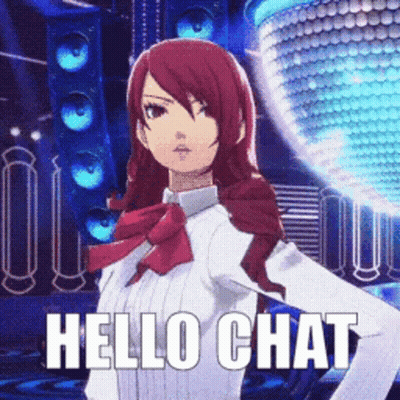 Red-Haired Girl With Bow Tie Saying Hello Chat GIF