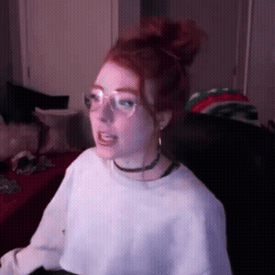 Red-Haired Girl With Glasses And Choker GIF