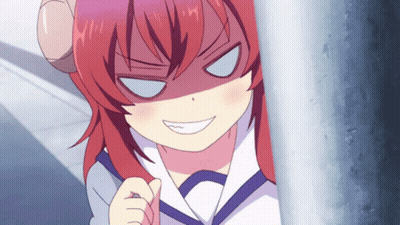 Red-Haired Girl With Horns And Funny Face GIF
