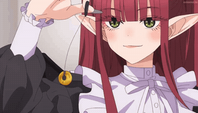Red Haired Green Eyed Girl Holding Letter A Pendant GIF