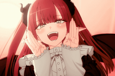 Red-Haired Horned Girl Devil Face GIF
