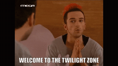 Red-Haired Man Talking To Another Man Welcome To The Twilight Zone GIF