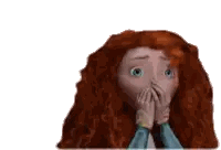 Red Haired Woman Covering Mouth Sticker