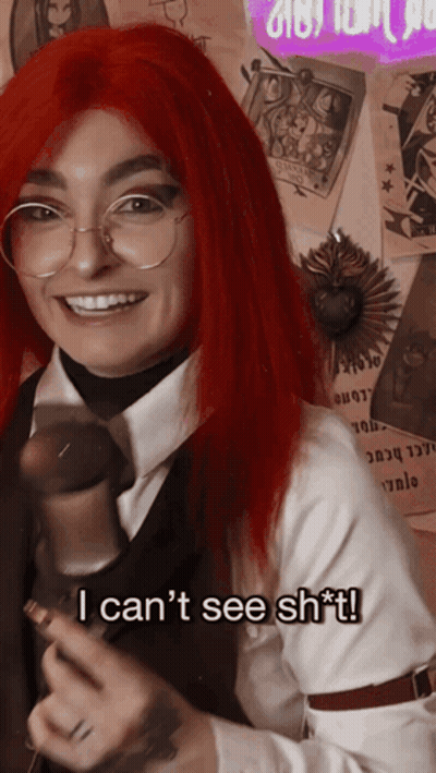 Red-Haired Woman Glasses Says I Can't See Shit GIF
